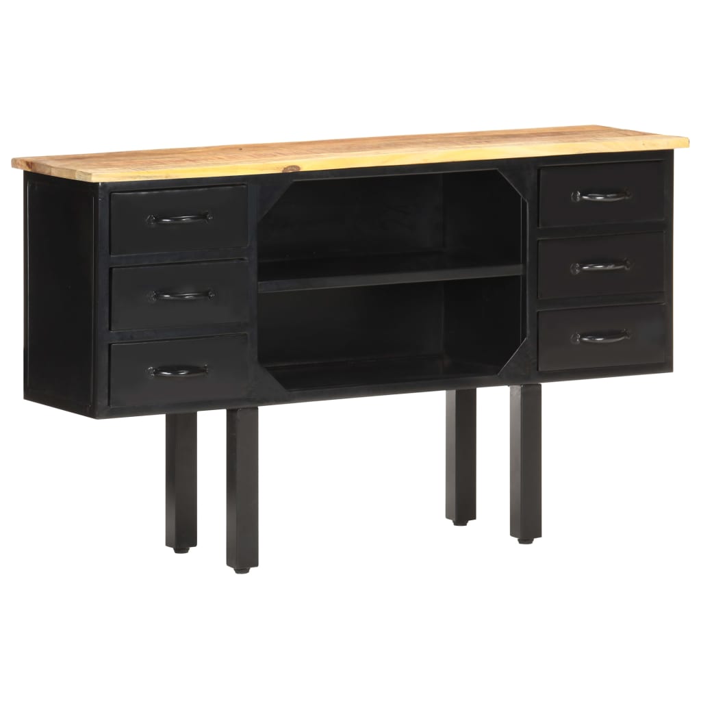 Komoda, 110X30X65 Cm, Lite Surowe Drewno Mango I Stal