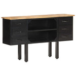 Komoda, 110X30X65 Cm, Lite Surowe Drewno Mango I Stal