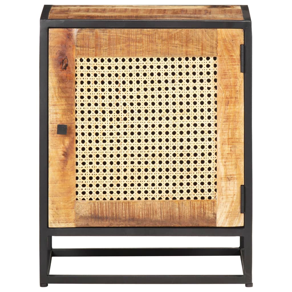 Szafka Nocna, 40X30X50 Cm, Drewno Mango I Naturalna Trzcina