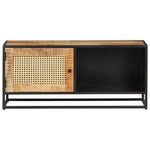 Szafka Pod Tv, 90X30X40 Cm, Drewno Mango I Naturalna Trzcina