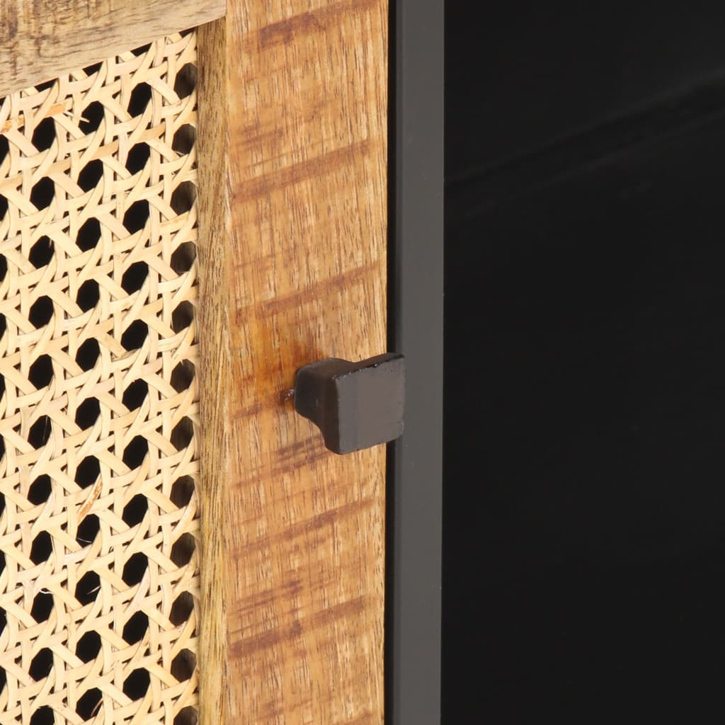 Szafka Pod Tv, 90X30X40 Cm, Drewno Mango I Naturalna Trzcina