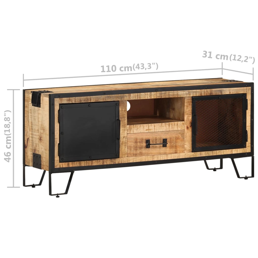 Szafka Pod Telewizor, 110X31X46 Cm, Surowe Drewno Mango