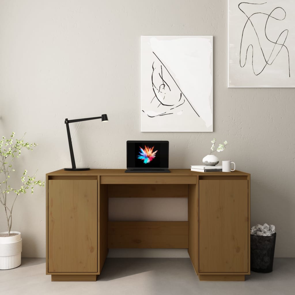 Biurko, Białe, 140X50X75 Cm, Lite Drewno Sosnowe