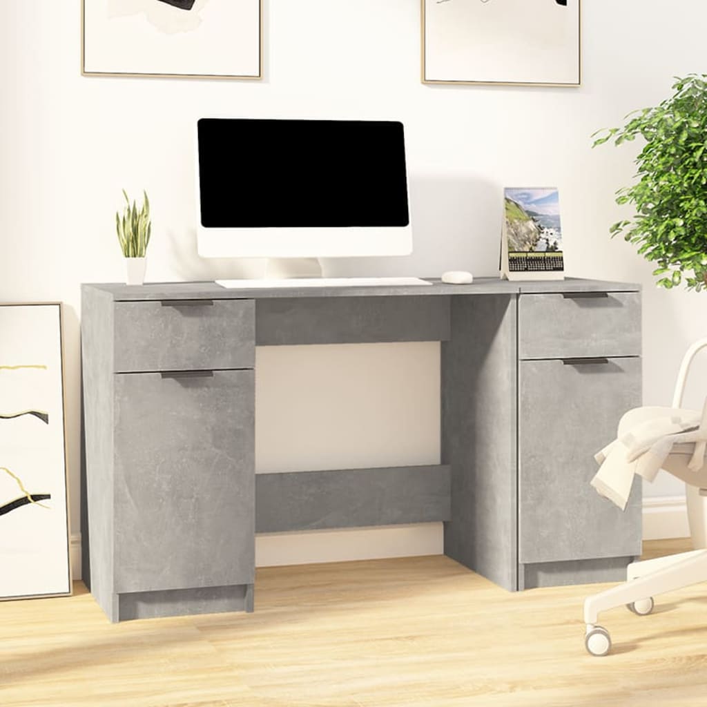 Biurko Z Szafką Boczną, Przydymiony Dąb Materiał Drewnopochodny