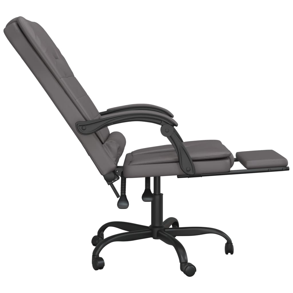 Rozkładane, Masujące Krzesło Biurowe, Szare, Sztuczna Skóra