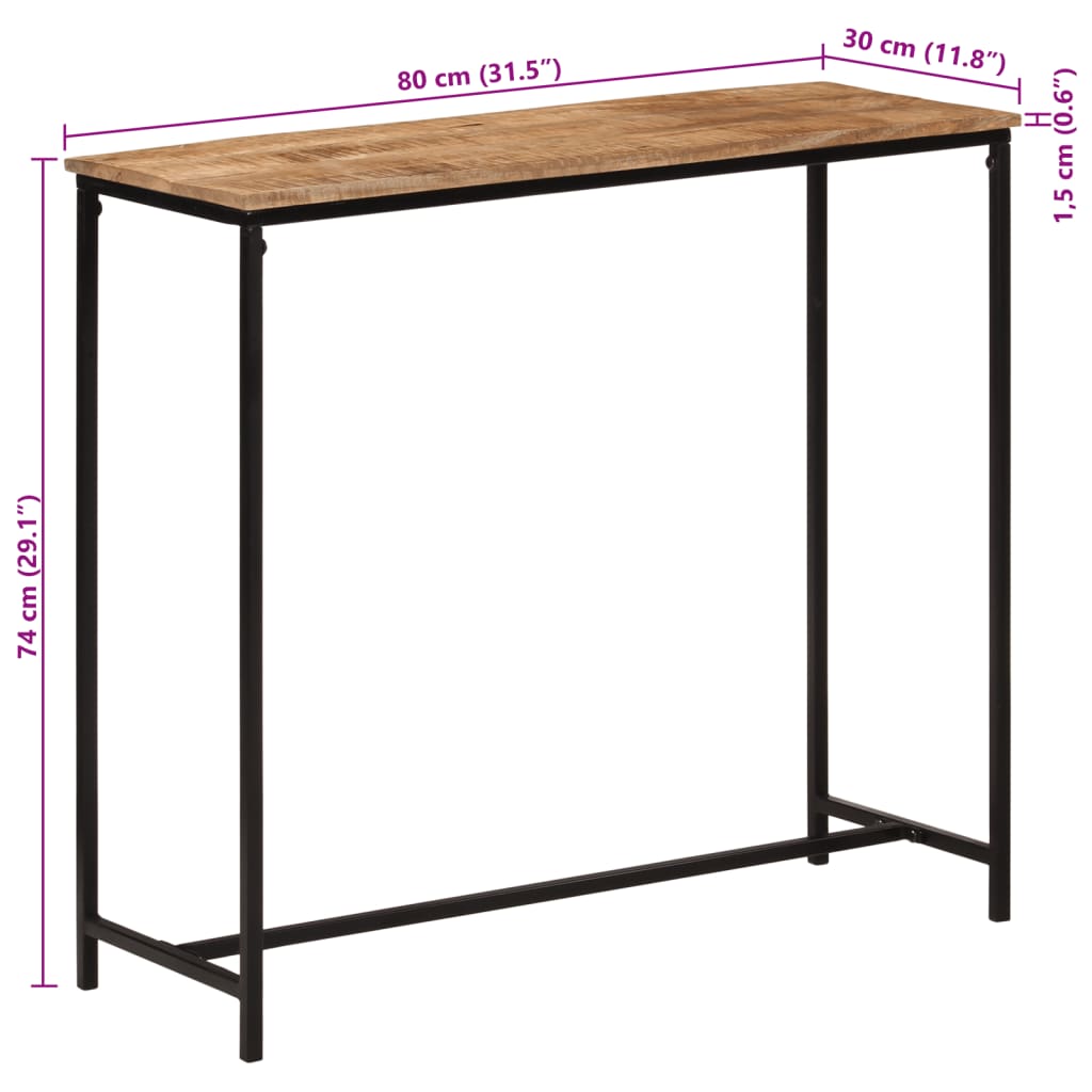 Stolik Konsolowy, 80X30X74 Cm, Lite Drewno Mango I Żelazo
