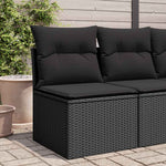Sofa Ogrodowa Z Poduszkami, 2-Osobowa, Czarna, Polirattan