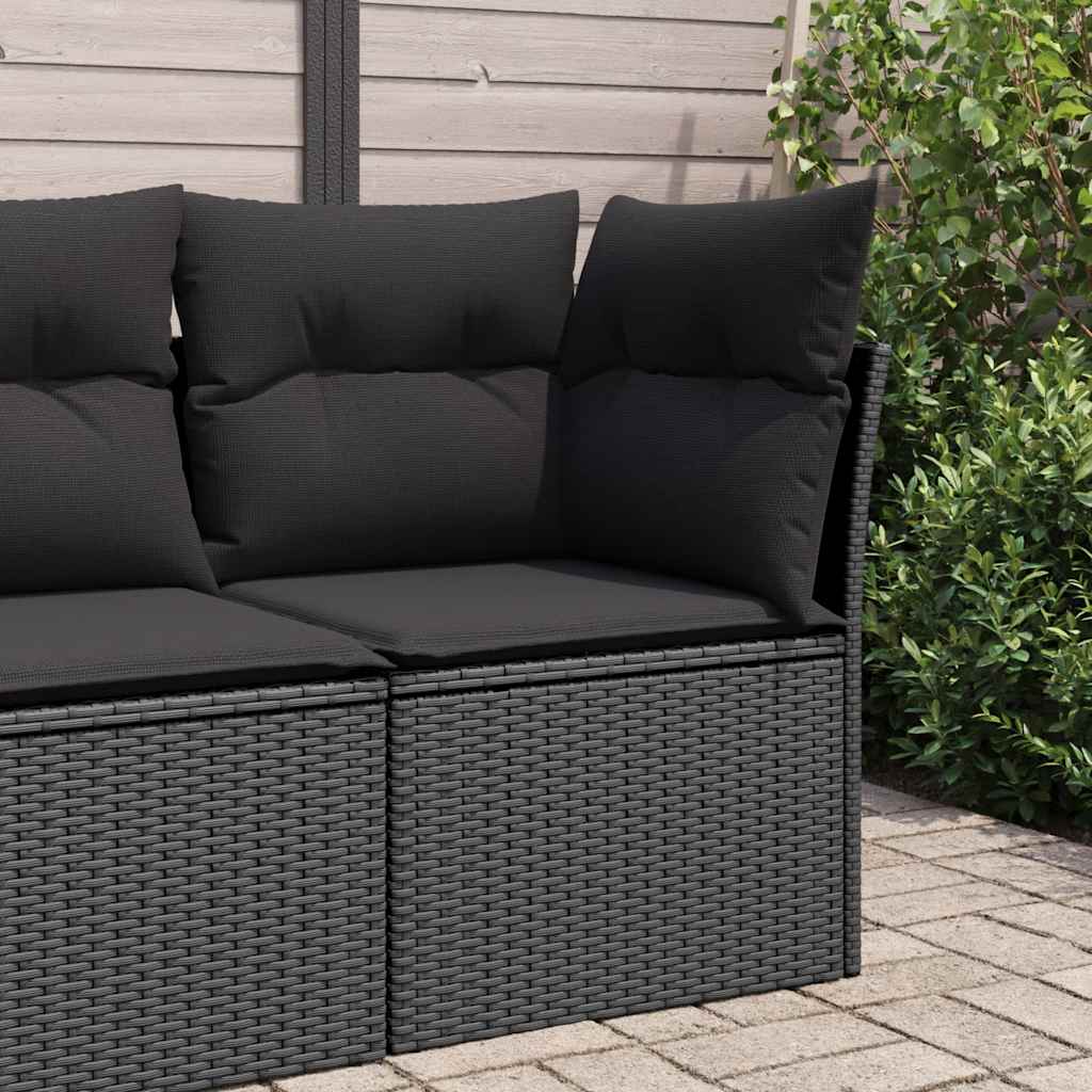Sofa Ogrodowa Z Poduszkami, 2-Osobowa, Czarna, Polirattan