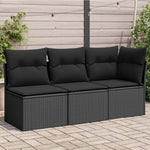 Sofa Ogrodowa Z Poduszkami, 2-Osobowa, Czarna, Polirattan