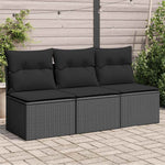 Sofa Ogrodowa Z Poduszkami, 2-Osobowa, Czarna, Polirattan
