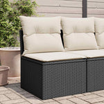 Sofa Ogrodowa Z Poduszkami, 2-Osobowa, Czarna, Polirattan