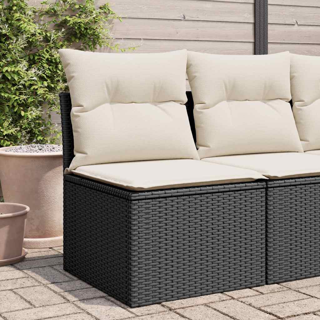 Sofa Ogrodowa Z Poduszkami, 2-Osobowa, Czarna, Polirattan