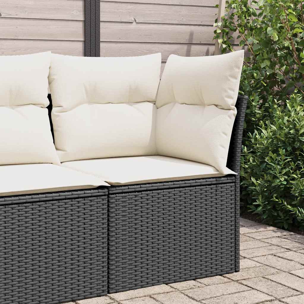 Sofa Ogrodowa Z Poduszkami, 2-Osobowa, Czarna, Polirattan