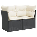 Sofa Ogrodowa Z Poduszkami, 2-Osobowa, Czarna, Polirattan