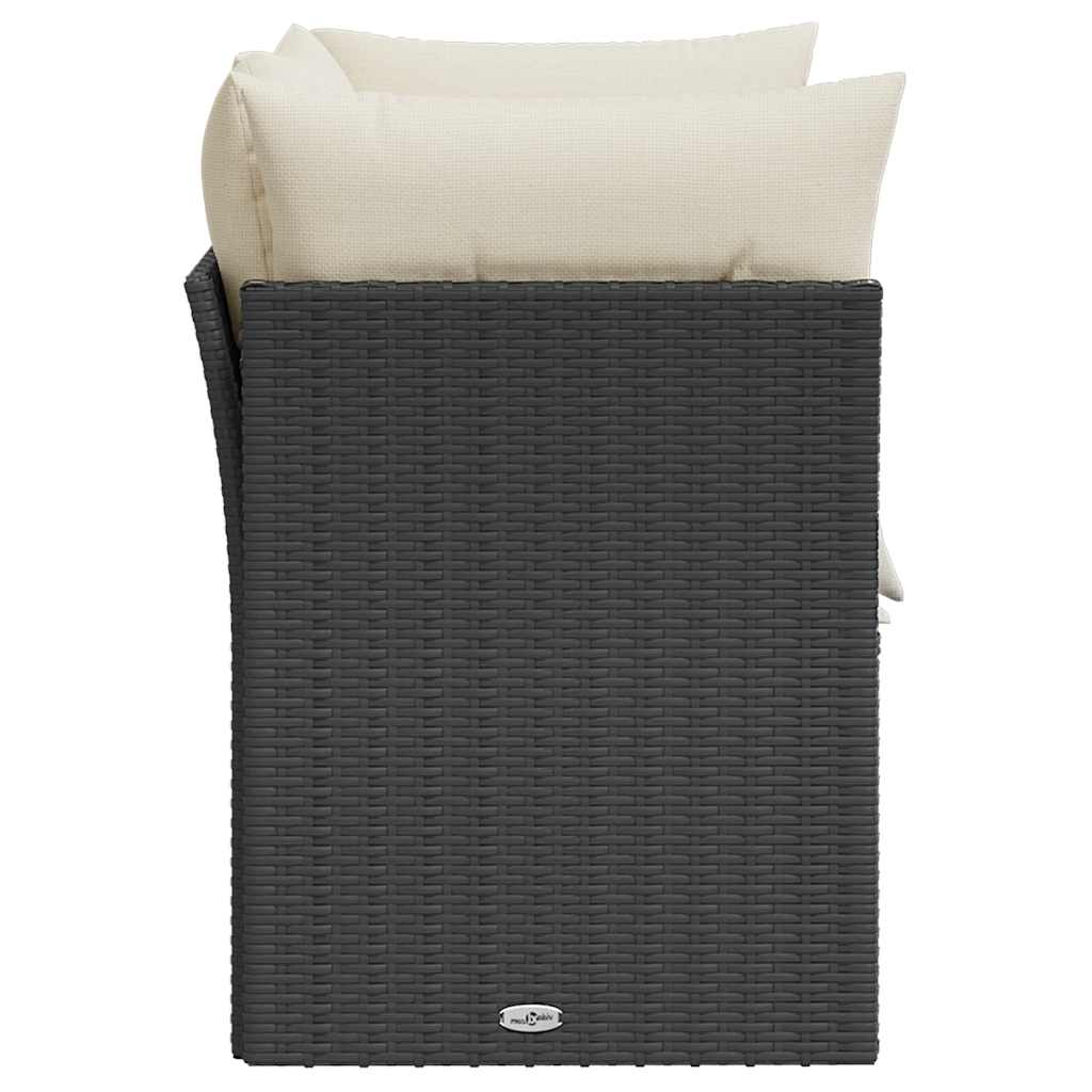 Sofa Ogrodowa Z Poduszkami, 2-Osobowa, Czarna, Polirattan