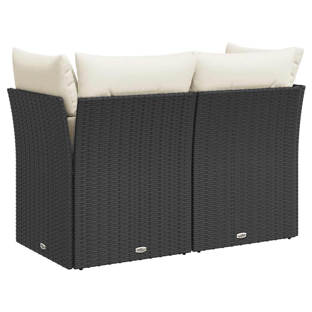 Sofa Ogrodowa Z Poduszkami, 2-Osobowa, Czarna, Polirattan