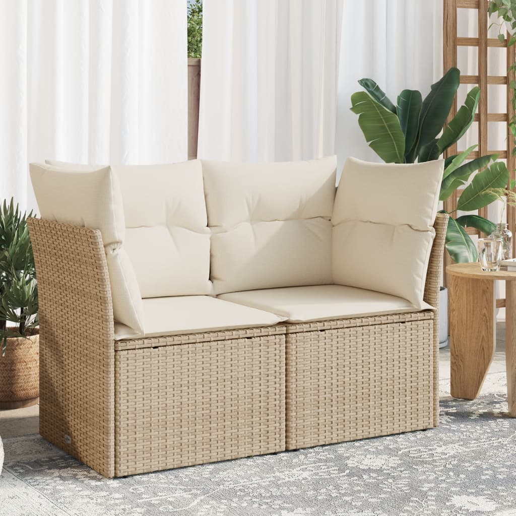 Sofa Ogrodowa Z Poduszkami, 2-Osobowa, Czarna, Polirattan
