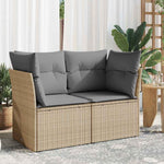 Sofa Ogrodowa Z Poduszkami, 2-Osobowa, Czarna, Polirattan