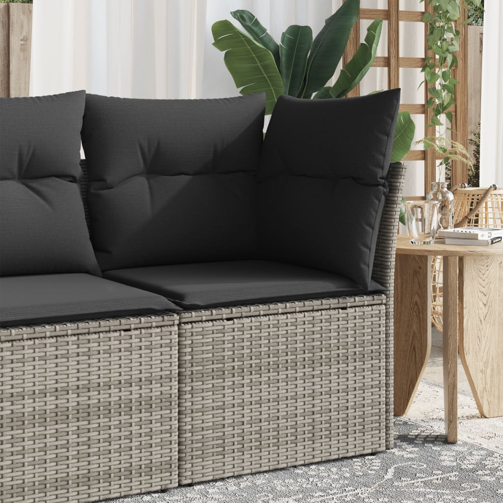 Sofa Ogrodowa Z Poduszkami, 2-Osobowa, Czarna, Polirattan