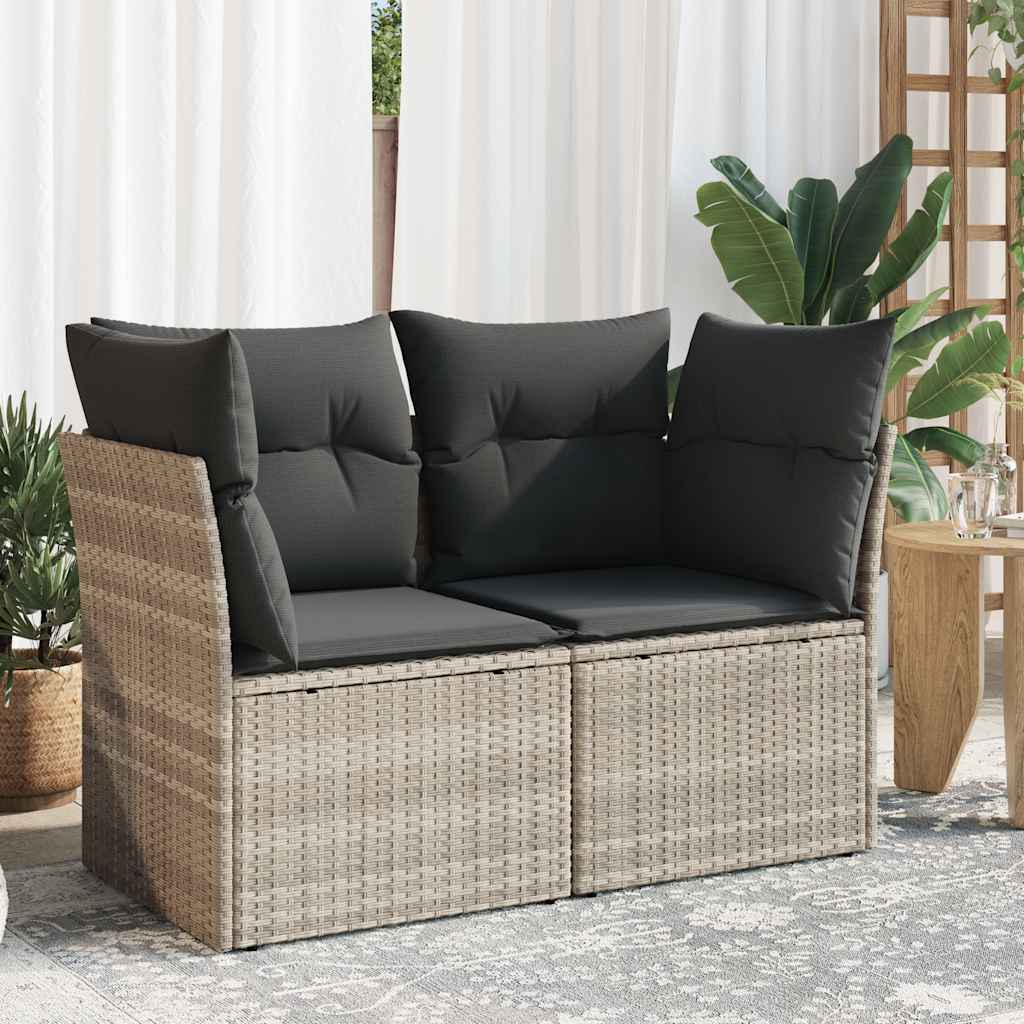 Sofa Ogrodowa Z Poduszkami, 2-Osobowa, Czarna, Polirattan