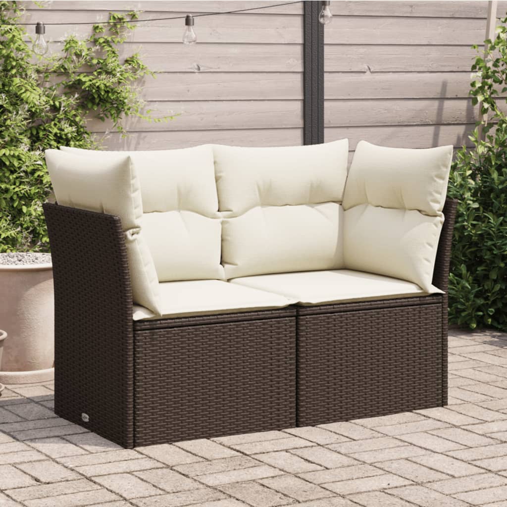 Sofa Ogrodowa Z Poduszkami, 2-Osobowa, Czarna, Polirattan