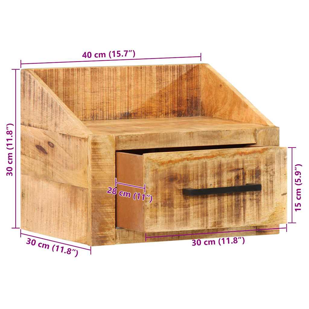 Szafka Nocna Z Szufladą Brązowy 40 X 30 X 30 Cm Drewno Z Mango