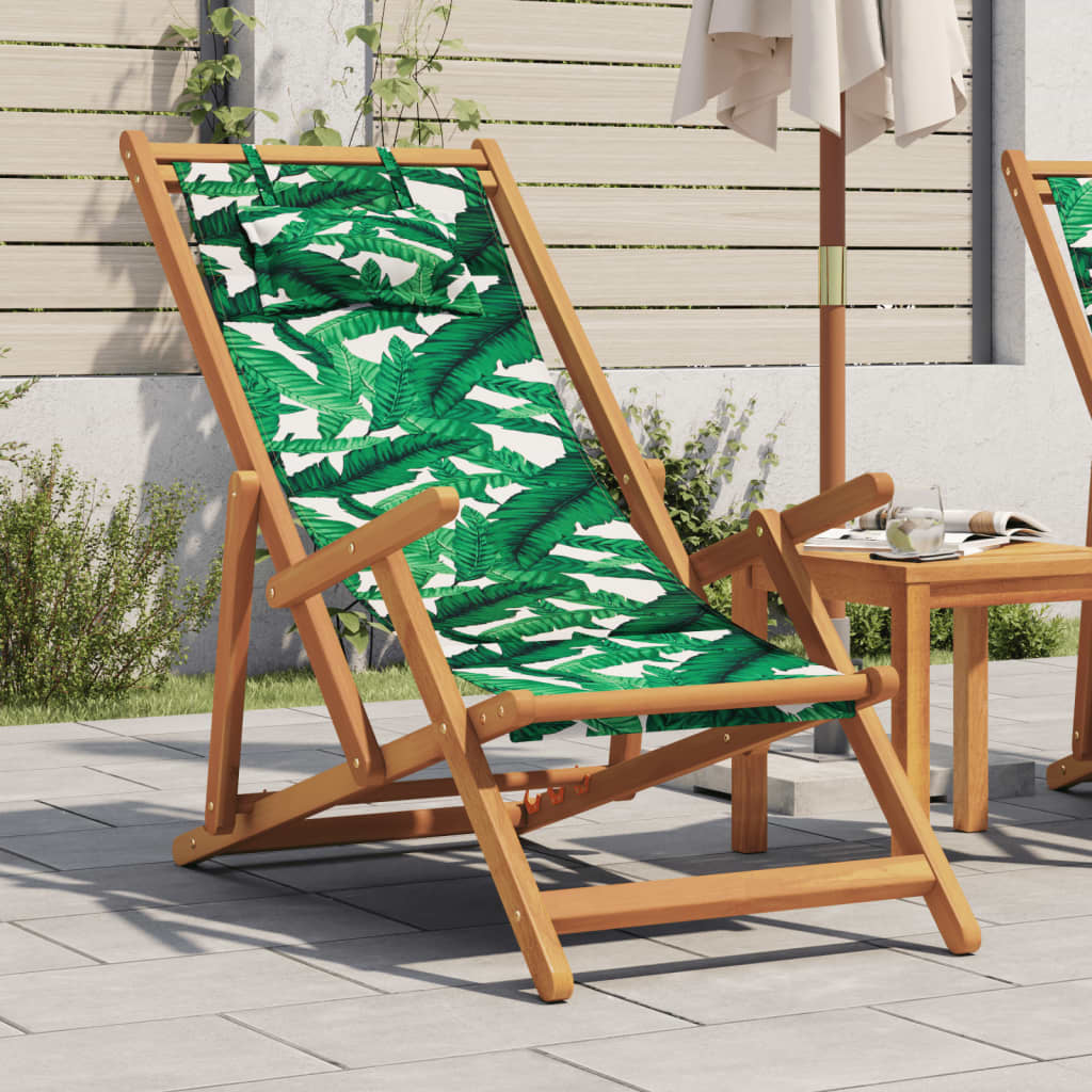 Składane Krzesło Plażowe, Beżowe, Drewno Eukaliptusa I Tkanina