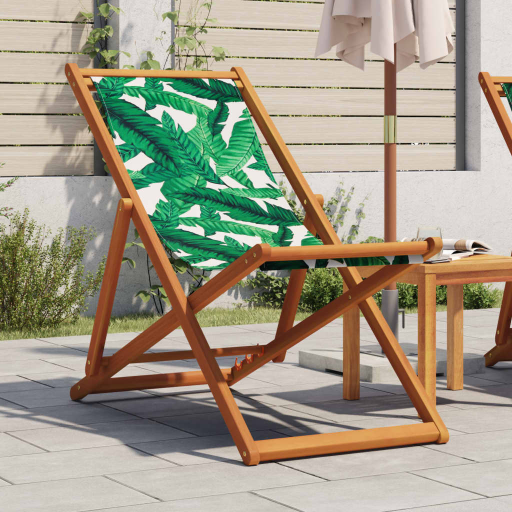 Składane Krzesło Plażowe, Beżowe, Drewno Eukaliptusa I Tkanina