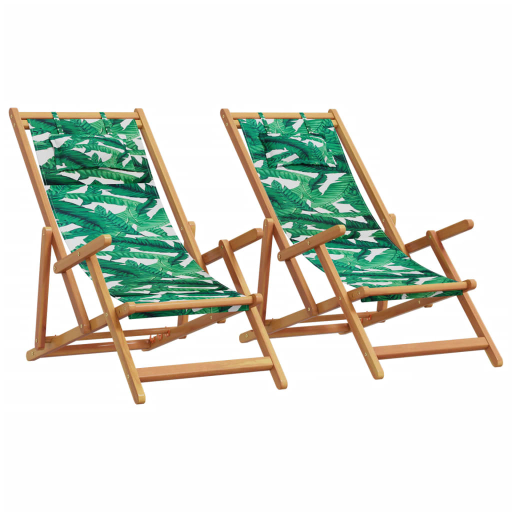 Składane Krzesło Plażowe, Beżowe, Drewno Eukaliptusa I Tkanina