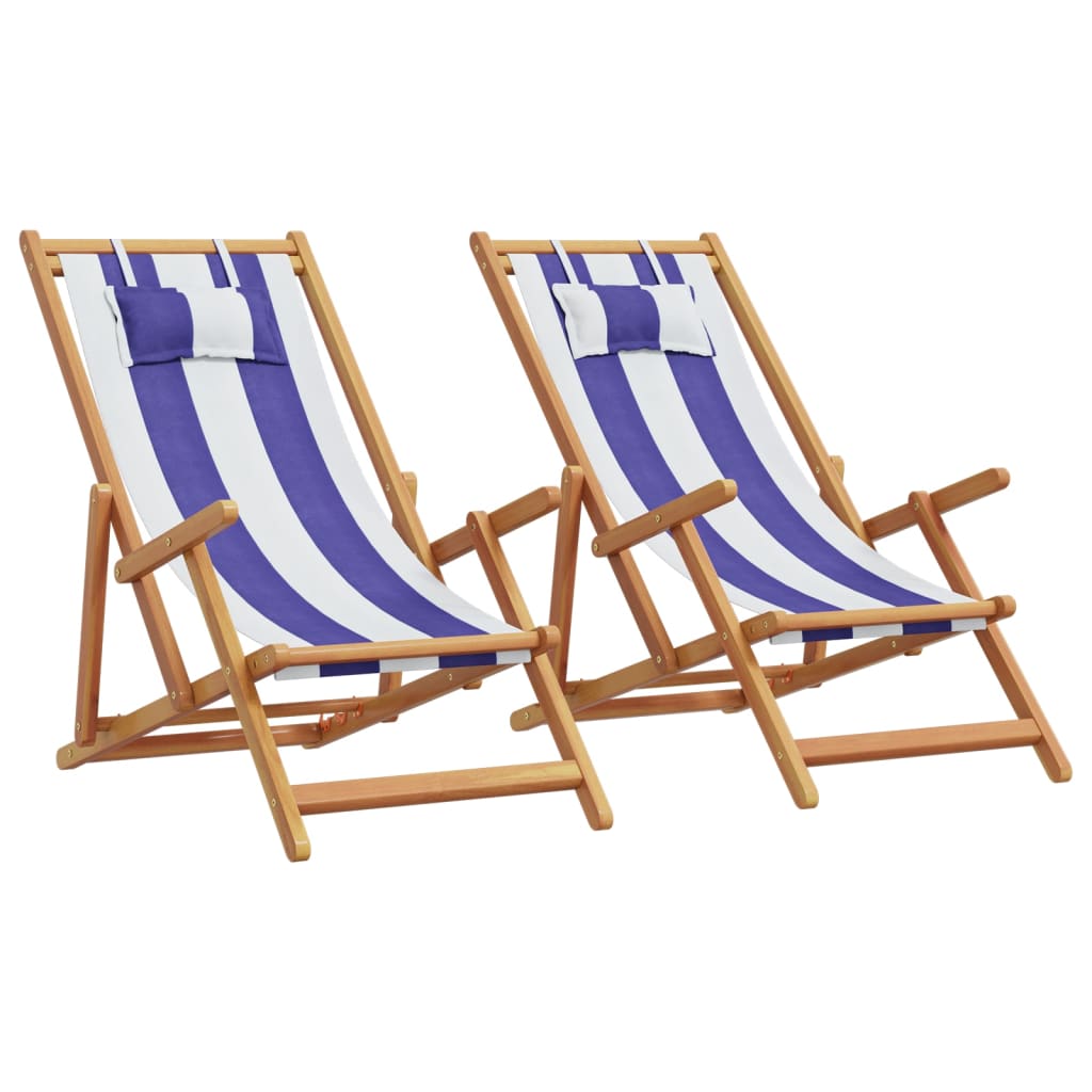 Składane Krzesło Plażowe, Beżowe, Drewno Eukaliptusa I Tkanina