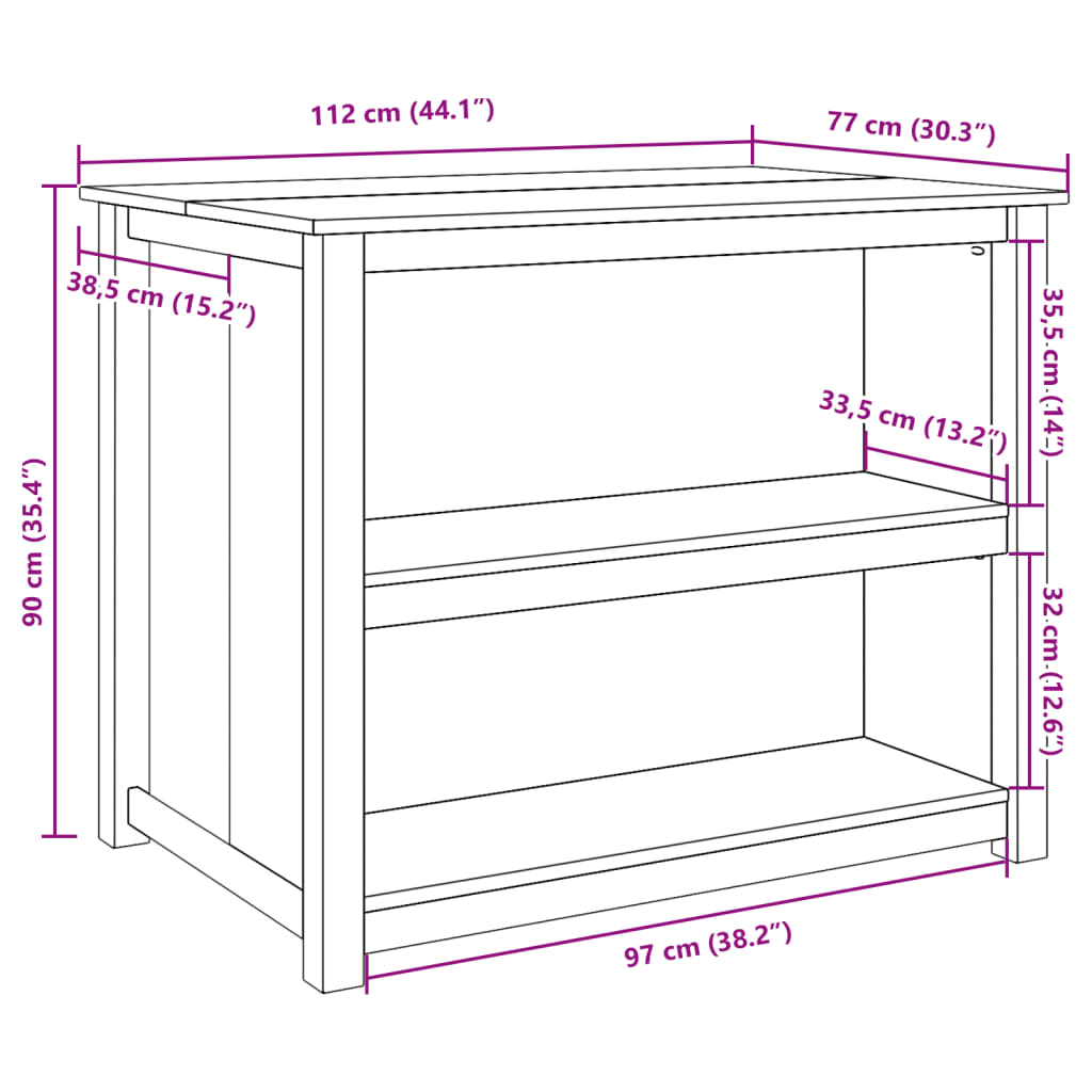 Wyspa Kuchenna Panama, 112X77X90 Cm, Lite Drewno Sosnowe