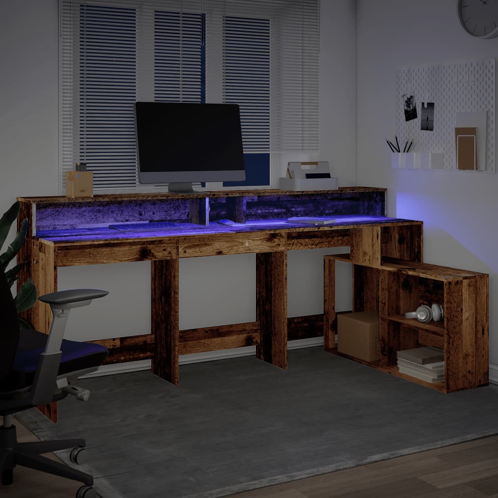 Biurko Z Podświetleniem Led, , 200X104X91 Cm