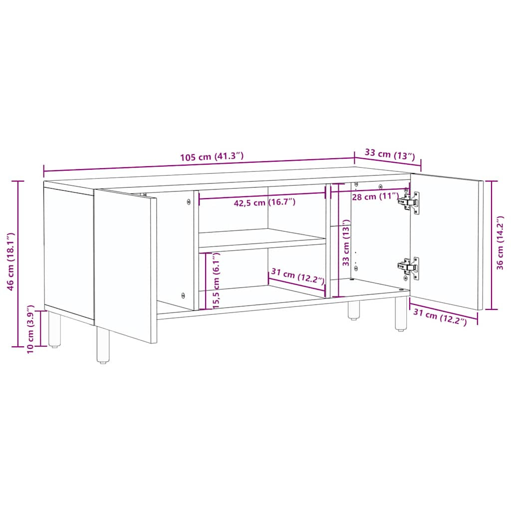 Szafka Pod Telewizor, 105X33X46 Cm, Lite