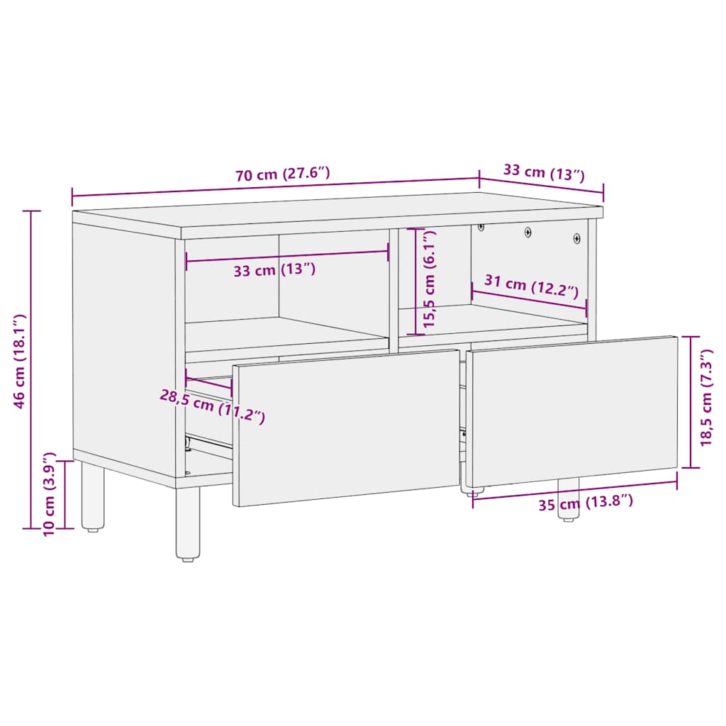 Szafka Pod Telewizor, 70X33X46 Cm, Lite