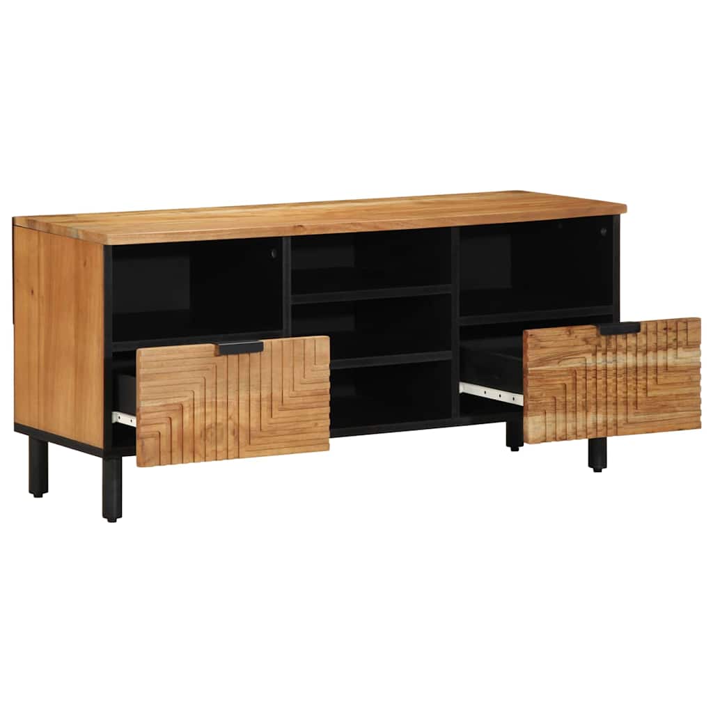 Szafka Rtv Brązowa 100X33X46 Cm Drewno Lite Mango
