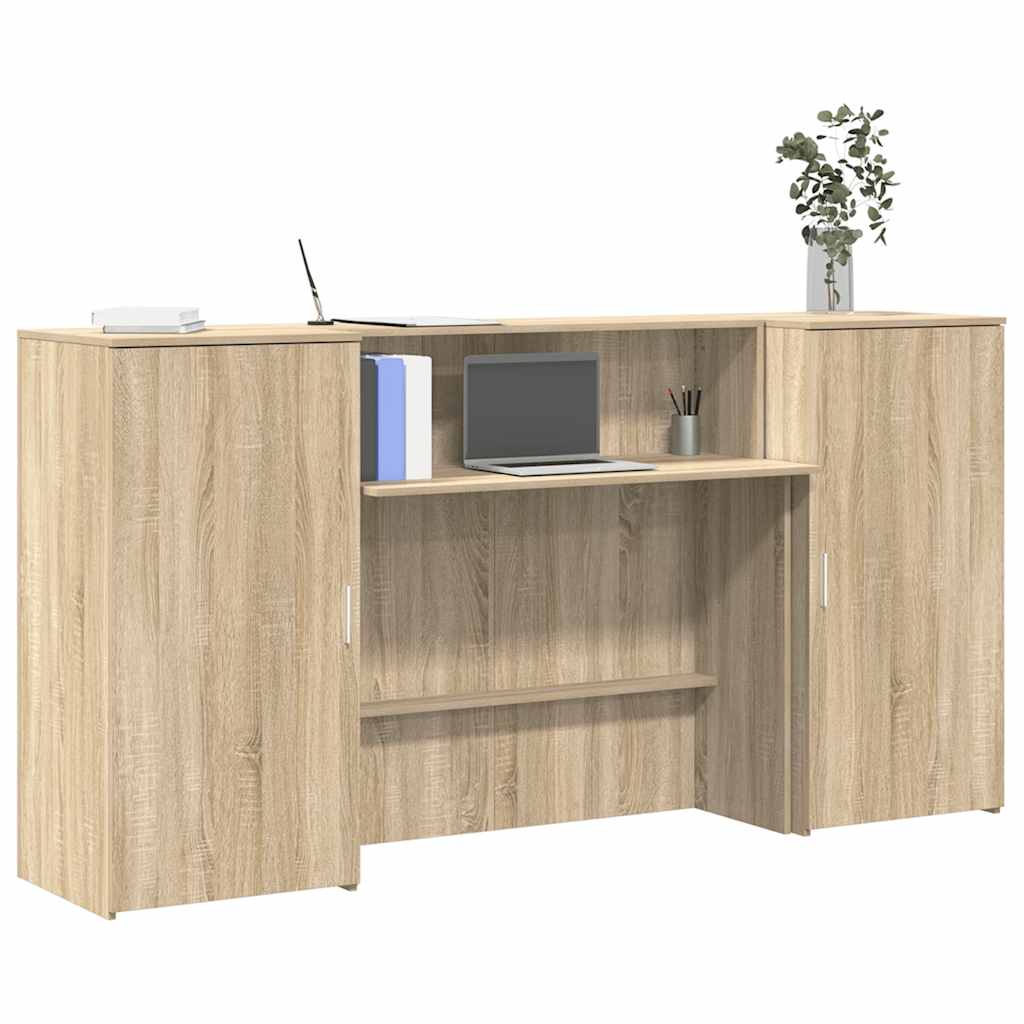 Biurko Recepcyjne Dąb 200X50X103,5 Cm Drewno Klejone