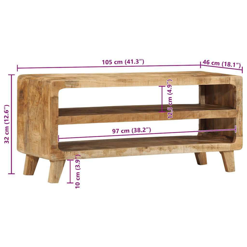 Szafka Rtv 105X46X32 Cm Drewno Lite Surowe Mango