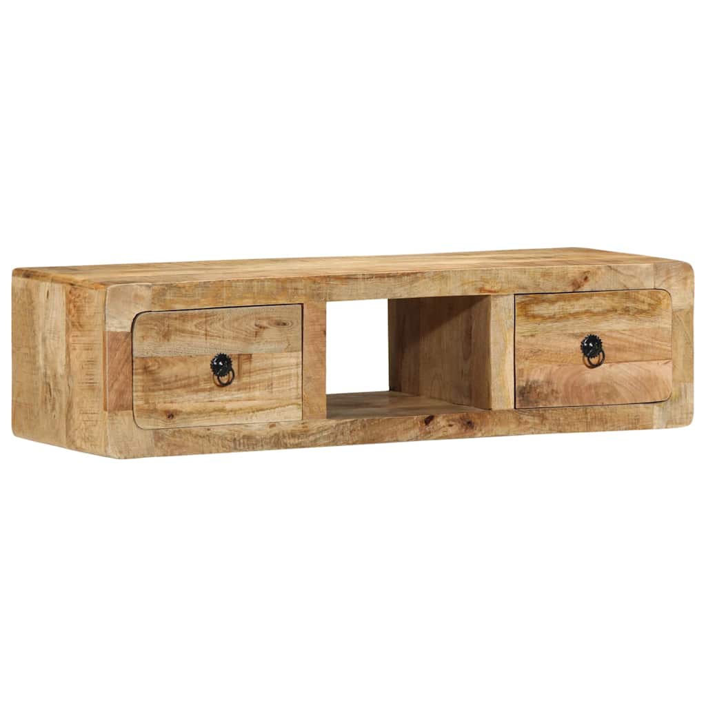 Szafka Ścienna Pod Tv 100X32X25 Cm Drewno Lite, Surowe, Mango