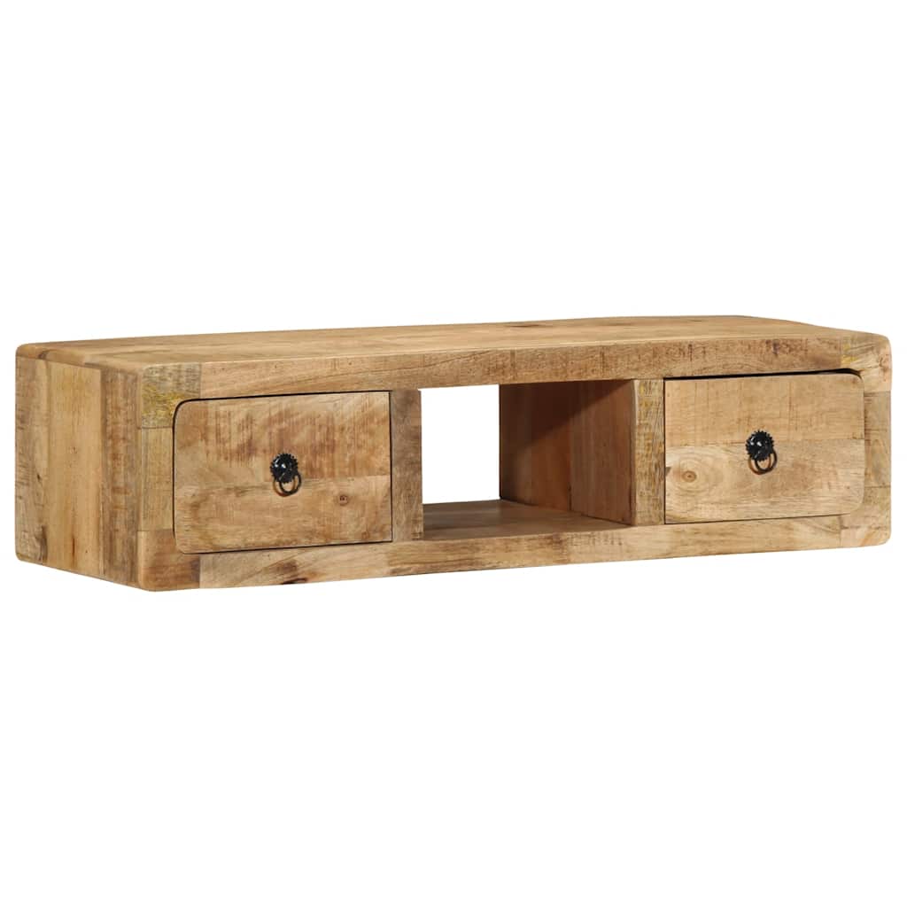 Szafka Ścienna Pod Tv 100X32X25 Cm Drewno Lite, Surowe, Mango