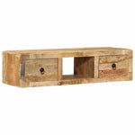Szafka Ścienna Pod Tv 100X32X25 Cm Drewno Lite, Surowe, Mango