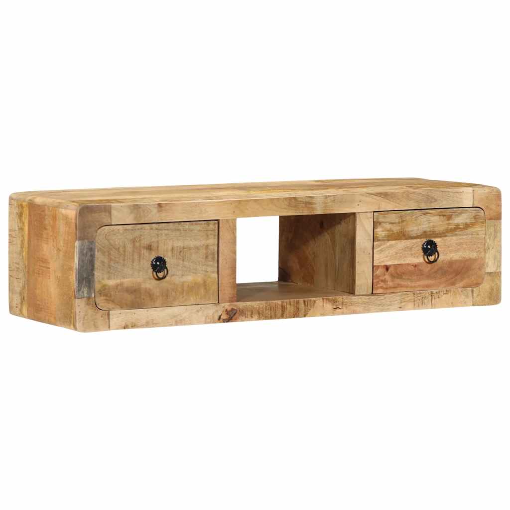Szafka Ścienna Pod Tv 100X32X25 Cm Drewno Lite, Surowe, Mango