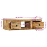 Szafka Ścienna Pod Tv 100X32X25 Cm Drewno Lite, Surowe, Mango