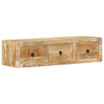 Szafka Ścienna Pod Tv 100X32X25 Cm Drewno Lite, Surowe, Mango