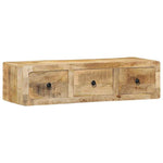 Szafka Ścienna Pod Tv 100X32X25 Cm Drewno Lite, Surowe, Mango
