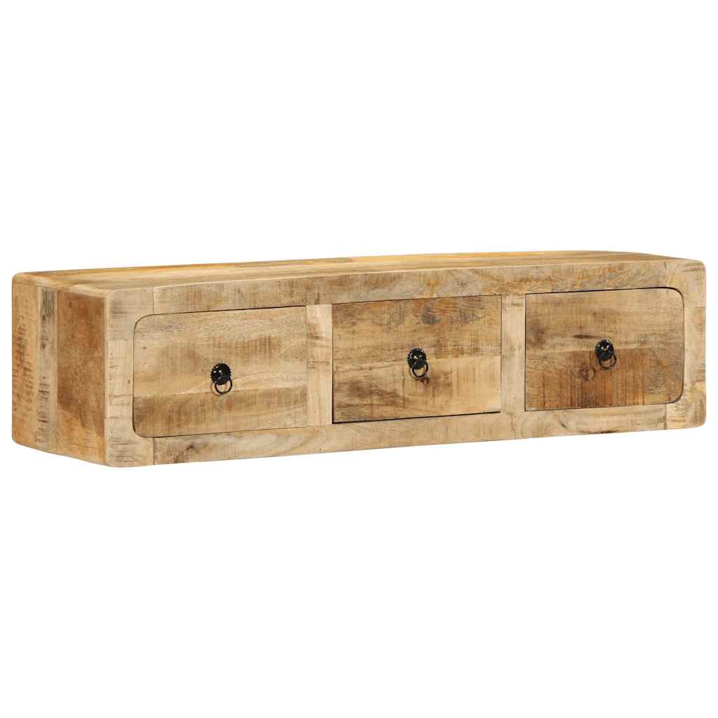 Szafka Ścienna Pod Tv 100X32X25 Cm Drewno Lite, Surowe, Mango