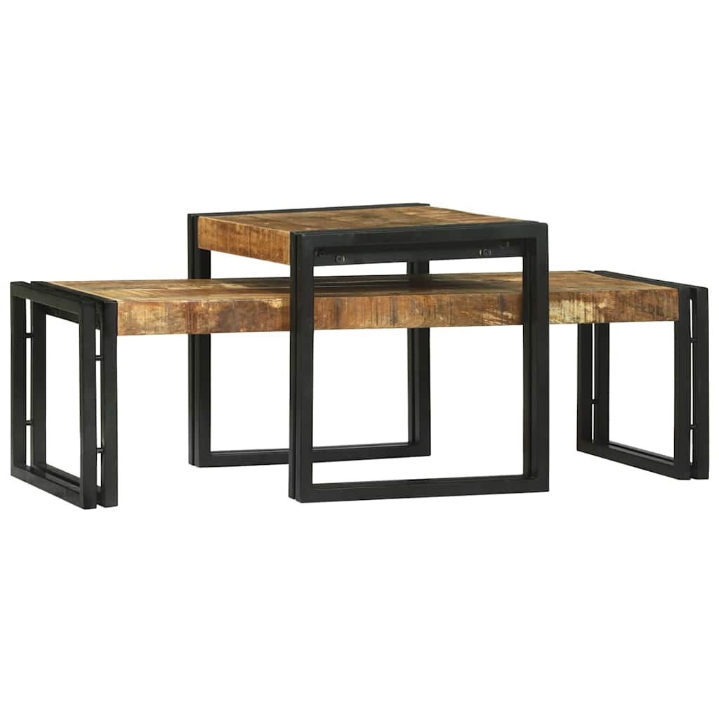 Stolik Kawowy 2 Pcs Brązowy 48 X 40 X 40 Cm Drewno Z Mango