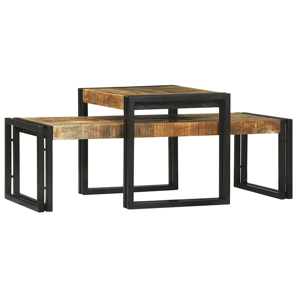 Stolik Kawowy 2 Pcs Brązowy 48 X 40 X 40 Cm Drewno Z Mango