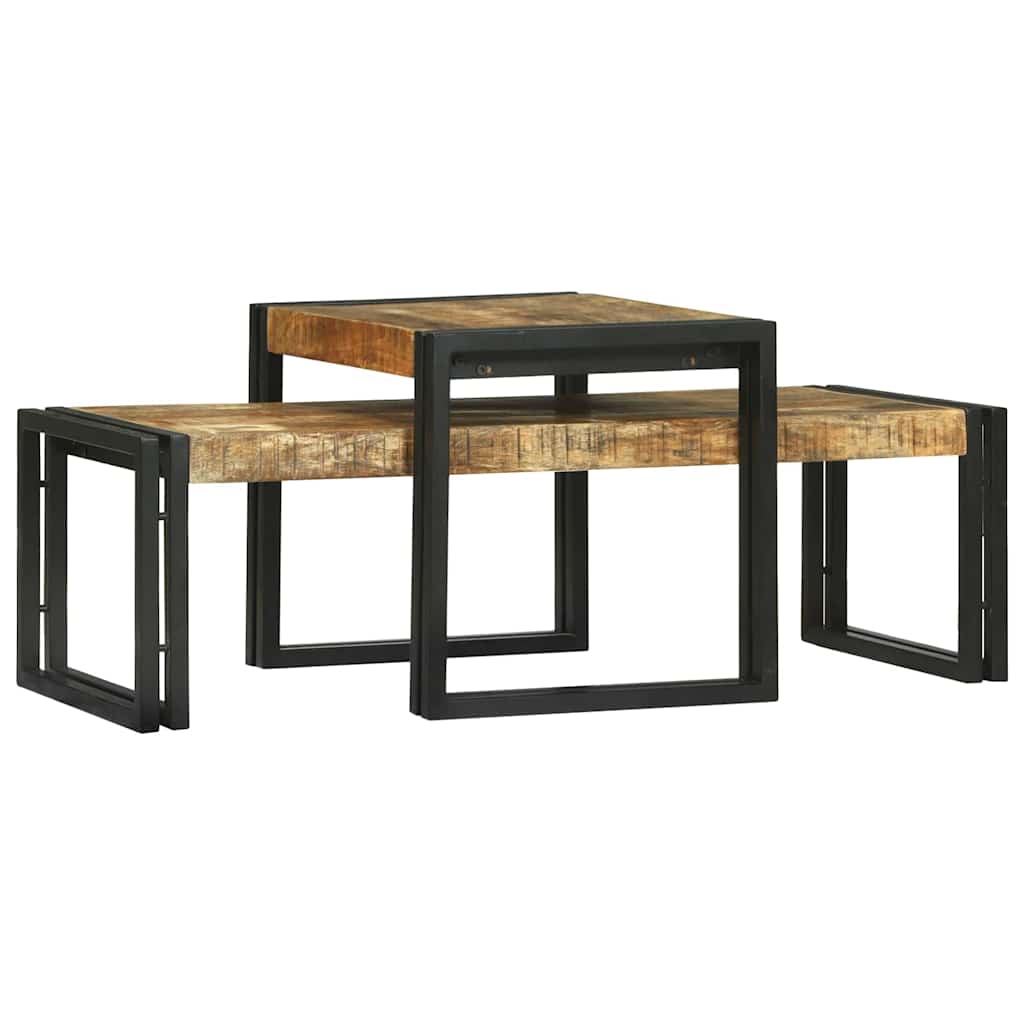 Stolik Kawowy 2 Pcs Brązowy 48 X 40 X 40 Cm Drewno Z Mango