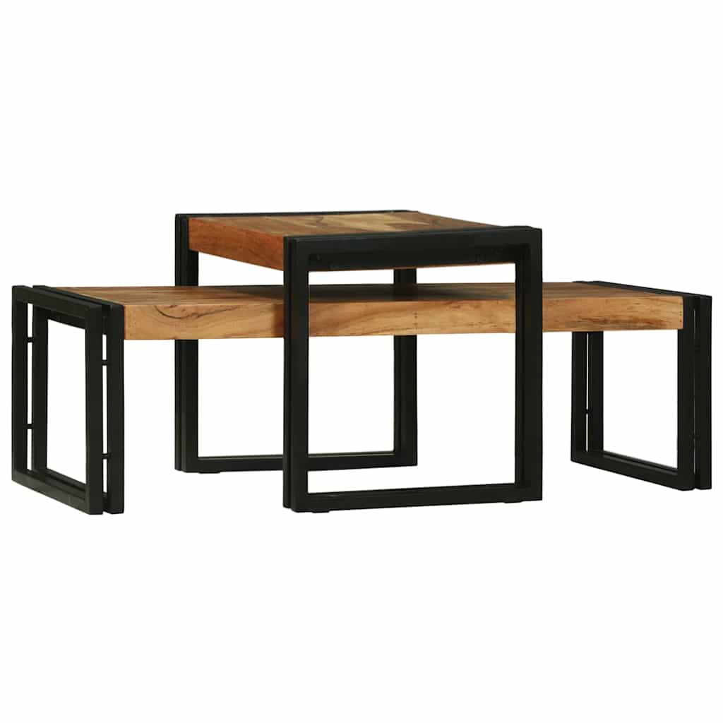 Stolik Kawowy 2 Pcs Brązowy 48 X 40 X 40 Cm Drewno Z Mango