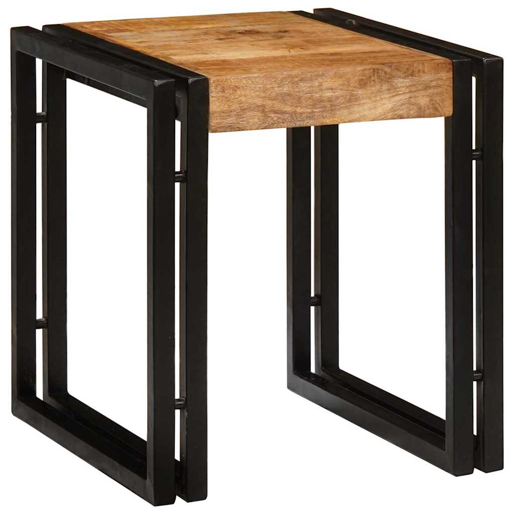 Stolik Nesting 3 Pcs Brązowy I Czarny Lite Drewno Mango I Metal